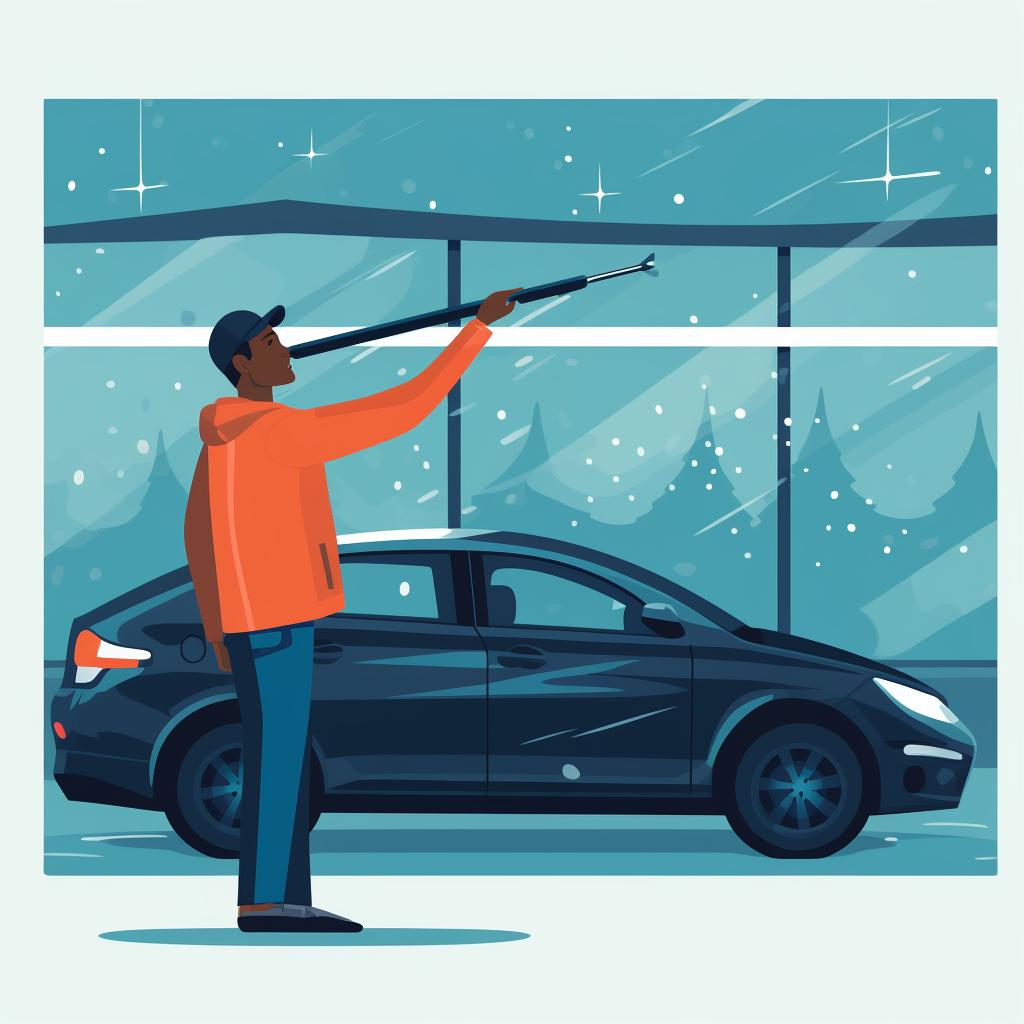A person checking windshield wipers