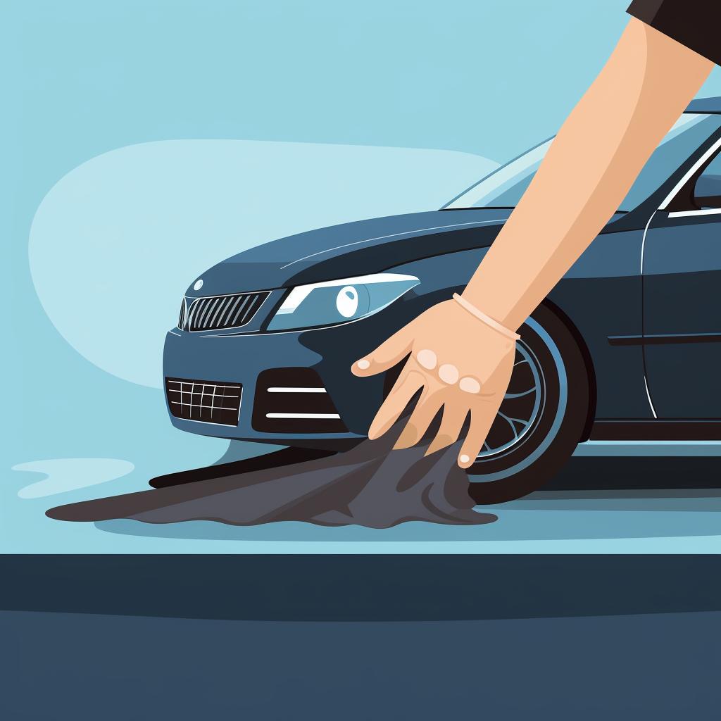 Hand using a cloth to clean a sensor on a car