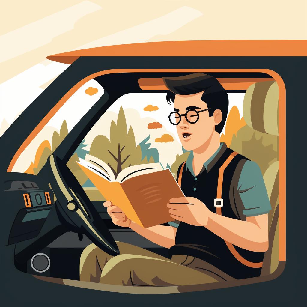 Person reading a vehicle's manual