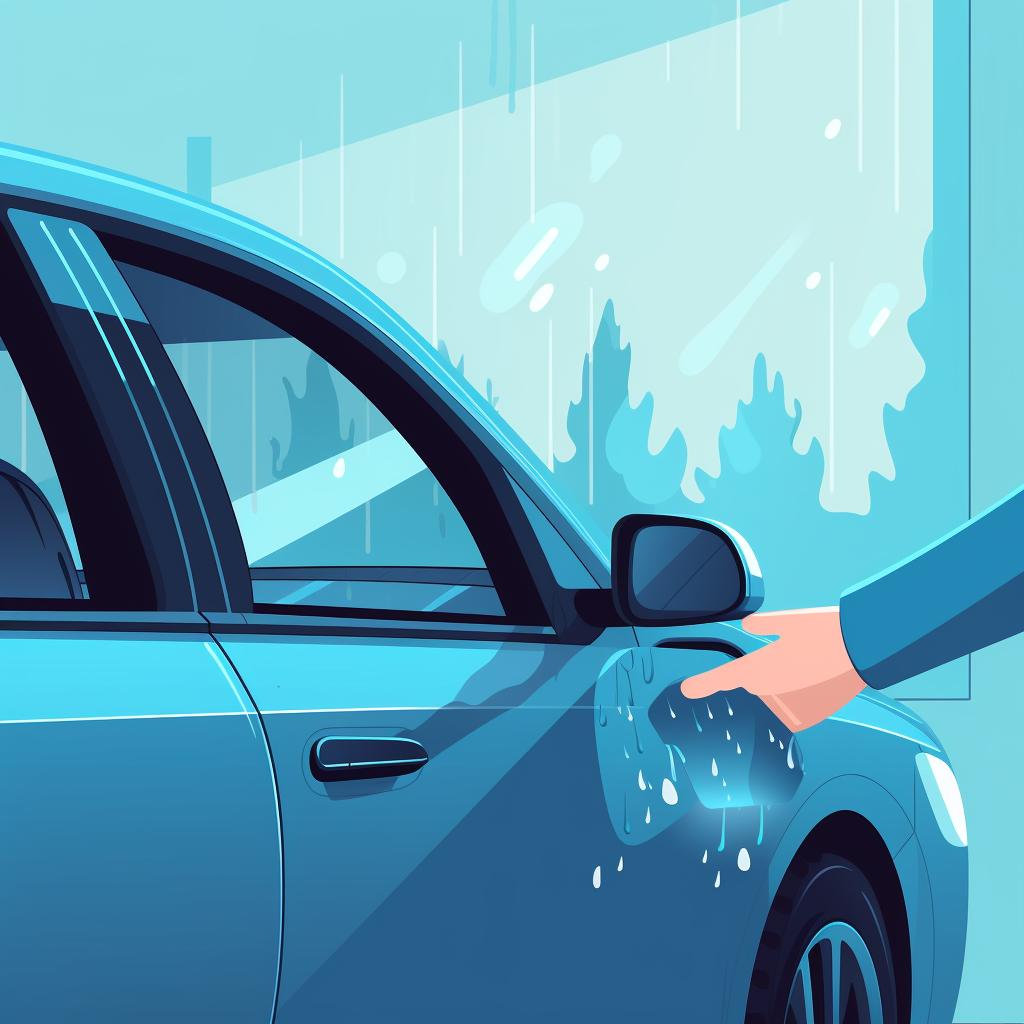 Hand cleaning a car sensor