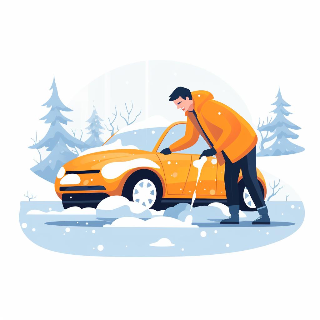A person clearing snow off their car