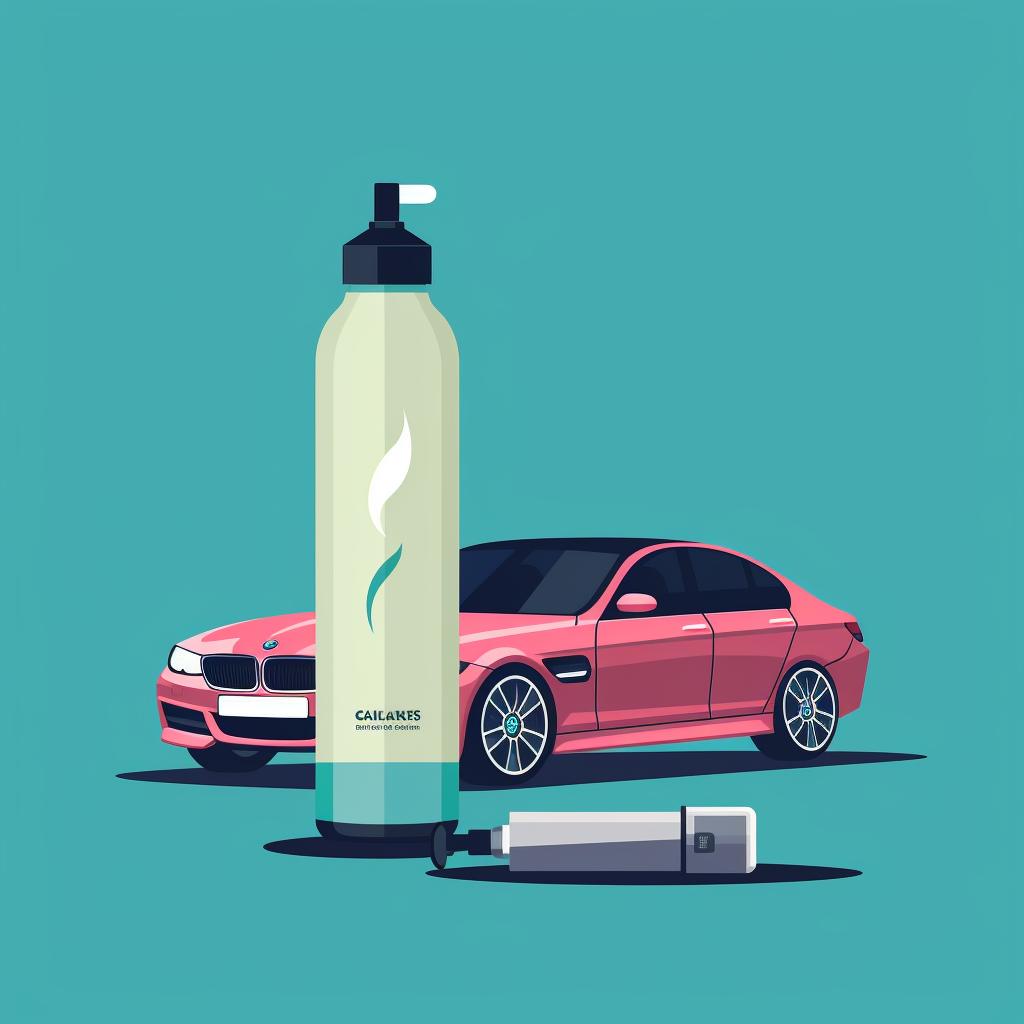 A bottle of mild cleaner next to a car sensor