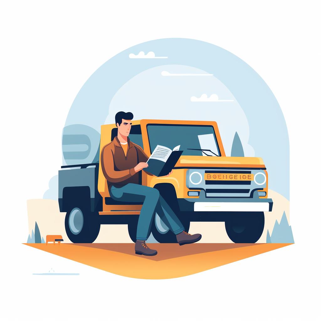 A person reading a vehicle's manual